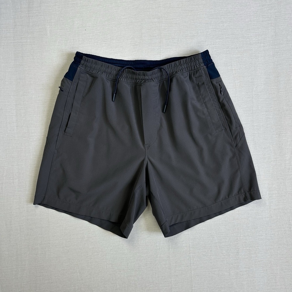 Birddogs Lined Elastic Waist Shorts Men L Gray Blue Gym Workout Exercise Running